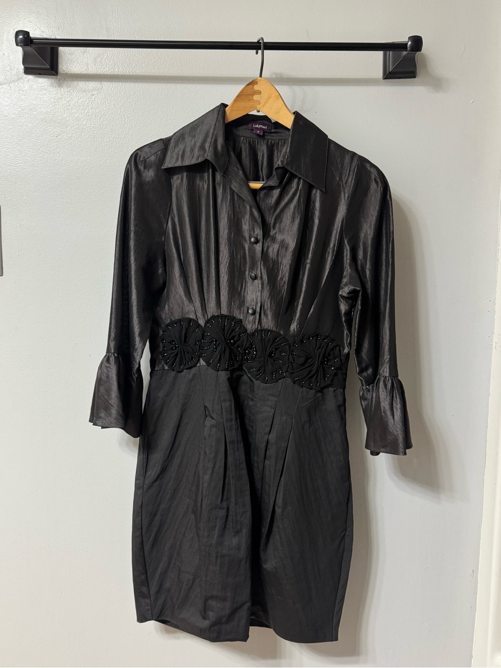 Black Women’s Dress with Embellished Waist